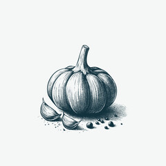 Hand-drawn Illustration of Garlic