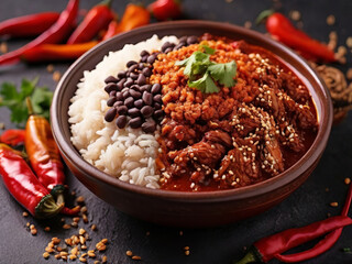 Traditional Mexican cuisine: a dish with pepper, chocolate and personality