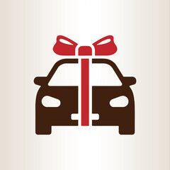 Illustration of a car with a ribbon, Gift of a car, Gifting car