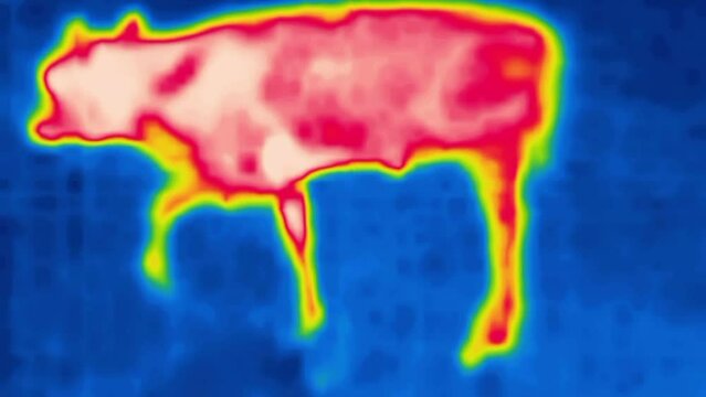 Red Cow. Image from thermal imager device.