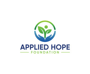 Human hands and tree with green leaves logo with health care Plant logo