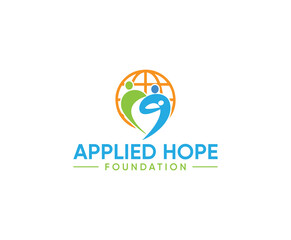 Happy Colorful Family Combined with Abstract Loving Hearth Foundation and Global Logo Design. Vector Logo Illustration