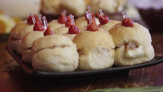mini sandwich stuffed with pepper on top for events