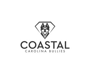 minimalist dog logo emblem template on white background