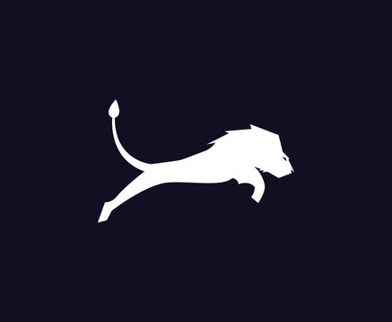 Male lion logo design. Majestic African animal icon. Wild cat mane silhouette emblem. Bold brand identity symbol. Vector illustration.