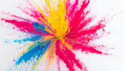 red, yellow, blue and pink exploded of holi