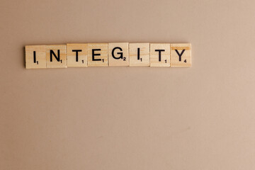 Integrity word on wooden letters