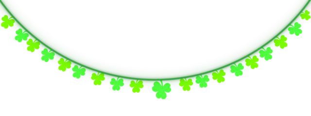 Green festive bunting of shamrock. St Patrick's Day garland of clover.