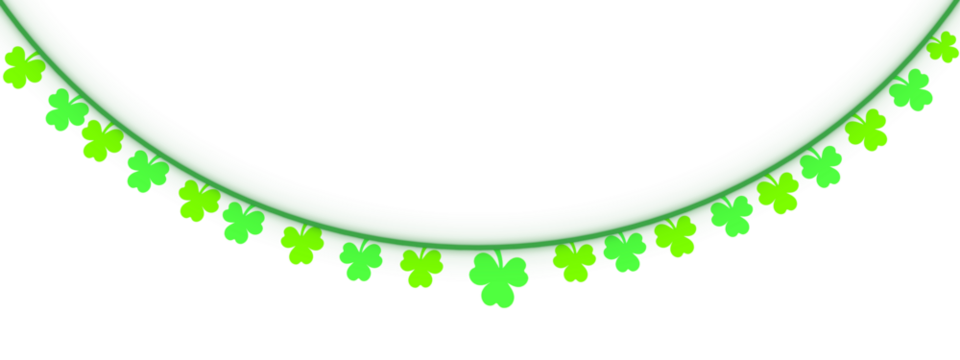 Green festive bunting of shamrock. St Patrick's Day garland of clover.