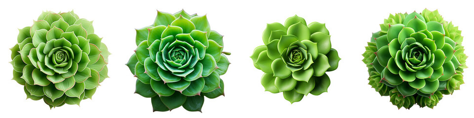 Green rosette of succulent plant Hyperrealistic Highly Detailed Isolated On Transparent Background Png File - obrazy, fototapety, plakaty