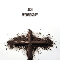 Ash Wednesday banner template design with cross in the ground