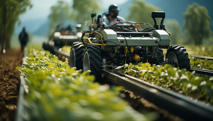 artificial intelligence in agriculture - a robot works on a farm growing food