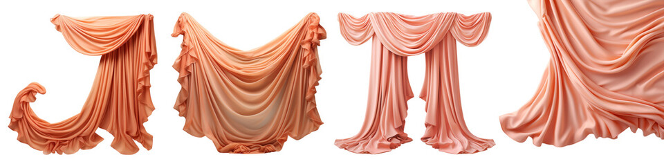 Peach draped fabric border Hyperrealistic Highly Detailed Isolated On Transparent Background Png File