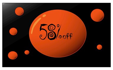 58% percent discount. halloween theme black orange