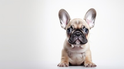 Funny puppy of french bulldog isolated on a white background. Generative AI