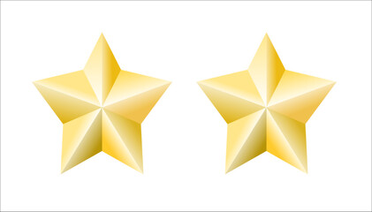 2 golden star isolated on white