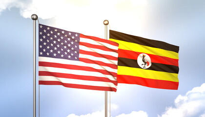 Uganda and USA Flag Together A Concept of Realations