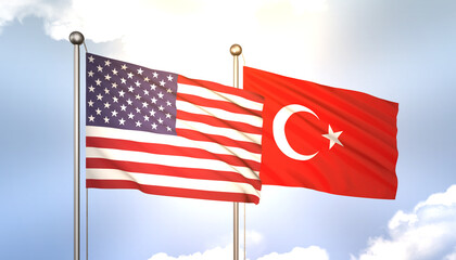 Turkey and USA Flag Together A Concept of Realations
