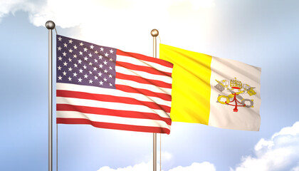 Vatican City and USA Flag Together A Concept of Realations