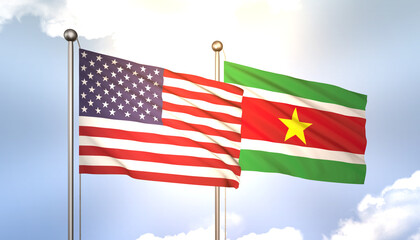 Suriname and USA Flag Together A Concept of Realations