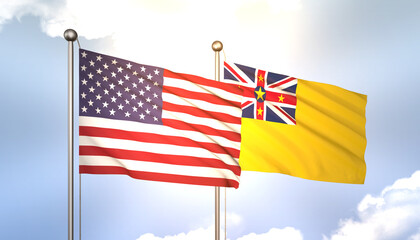 Niue and USA Flag Together A Concept of Realations