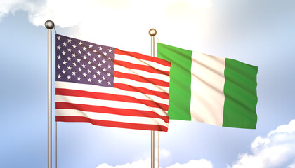 Nigeria and USA Flag Together A Concept of Realations
