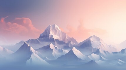 Mountain landscape. Mountain peaks in the clouds. illustration. Generative AI