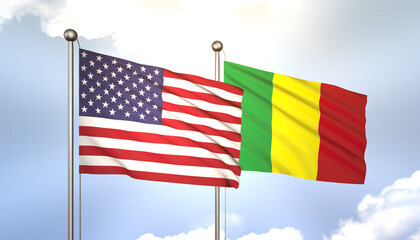 Mali and USA Flag Together A Concept of Realations
