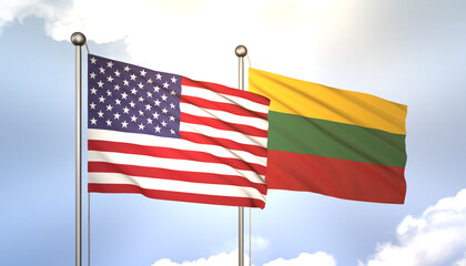 Lithuania and USA Flag Together A Concept of Realations