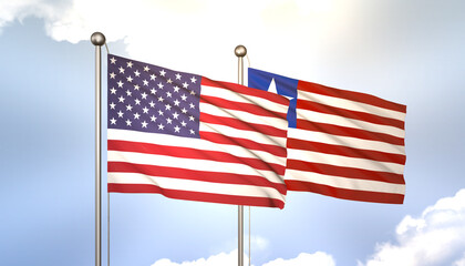 Liberia and USA Flag Together A Concept of Realations