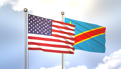 Democratic Republic of the Congo and USA Flag Together