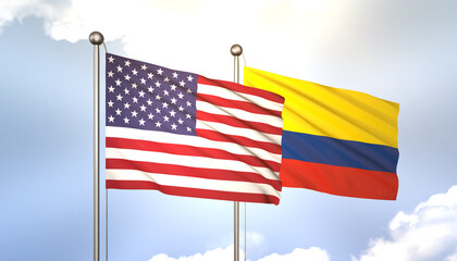 Colombia and USA Flag Together A Concept of Realations