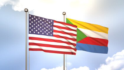 Comoros and USA Flag Together A Concept of Realations