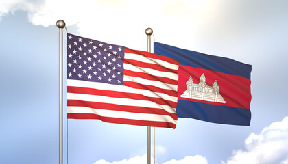 Cambodia and USA Flag Together A Concept of Realations