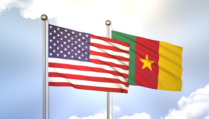 Cameroon and USA Flag Together A Concept of Realations
