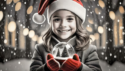 Girl holding a snow globe