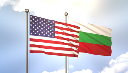 Bulgaria and USA Flag Together A Concept of Realations