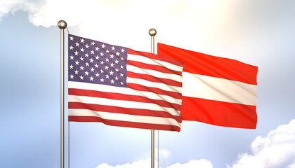 Austria and USA Flag Together A Concept of Realations