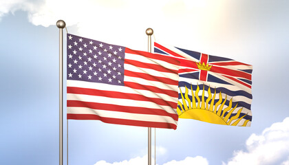 British Columbia and USA Flag Together A Concept of Realations