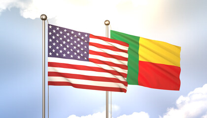 Benin and USA Flag Together A Concept of Realations