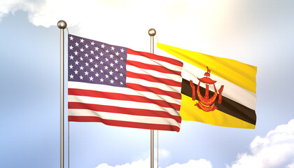 Brunei and USA Flag Together A Concept of Realations