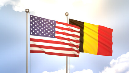 Belgium and USA Flag Together A Concept of Realations