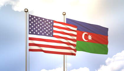 Azerbaijan and USA Flag Together A Concept of Realations