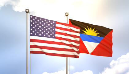 Antigua and Barbuda and USA Flag Together