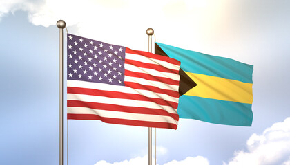 Bahamas and USA Flag Together A Concept of Realations