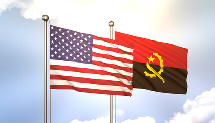 Angola and USA Flag Together A Concept of Realations