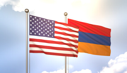 Armenia and USA Flag Together A Concept of Realations