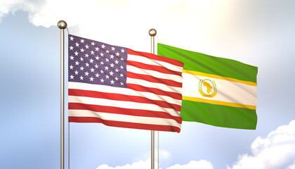 African Union and USA Flag Together A Concept of Realations