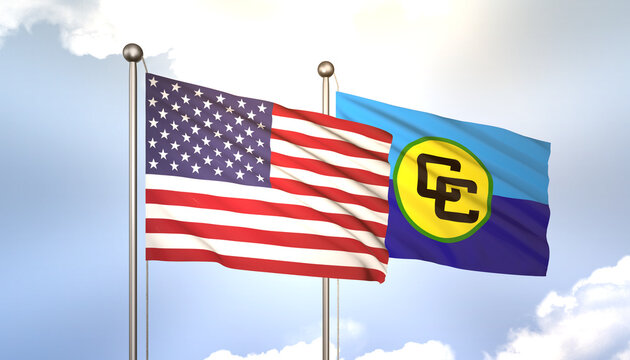 Caricom and USA Flag Together A Concept of Realations