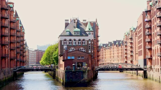 Hamburg. Old red brick buildings in the Speicherstadt, Germany 